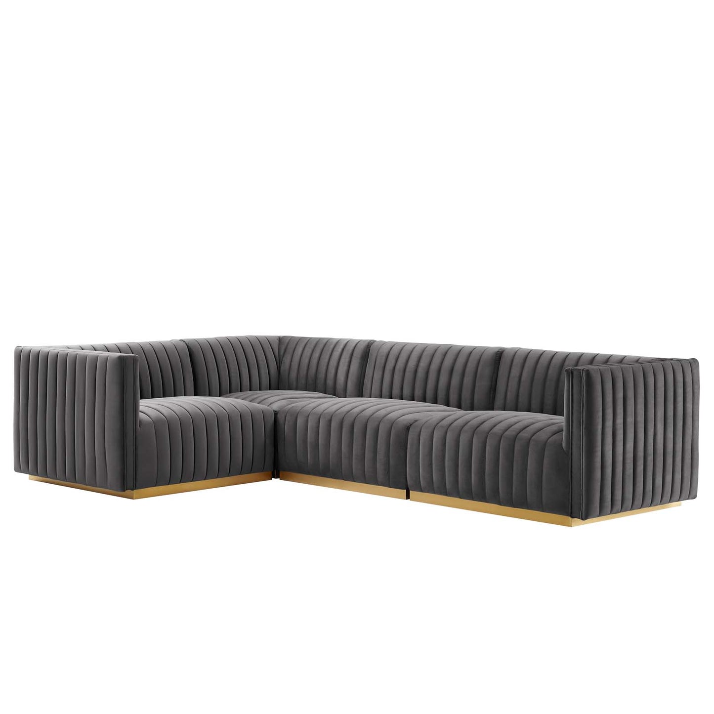 Conjure Channel Tufted Performance Velvet 4-Piece Sectional By Modway - EEI-5847 | Sectional | Modishstore - 33