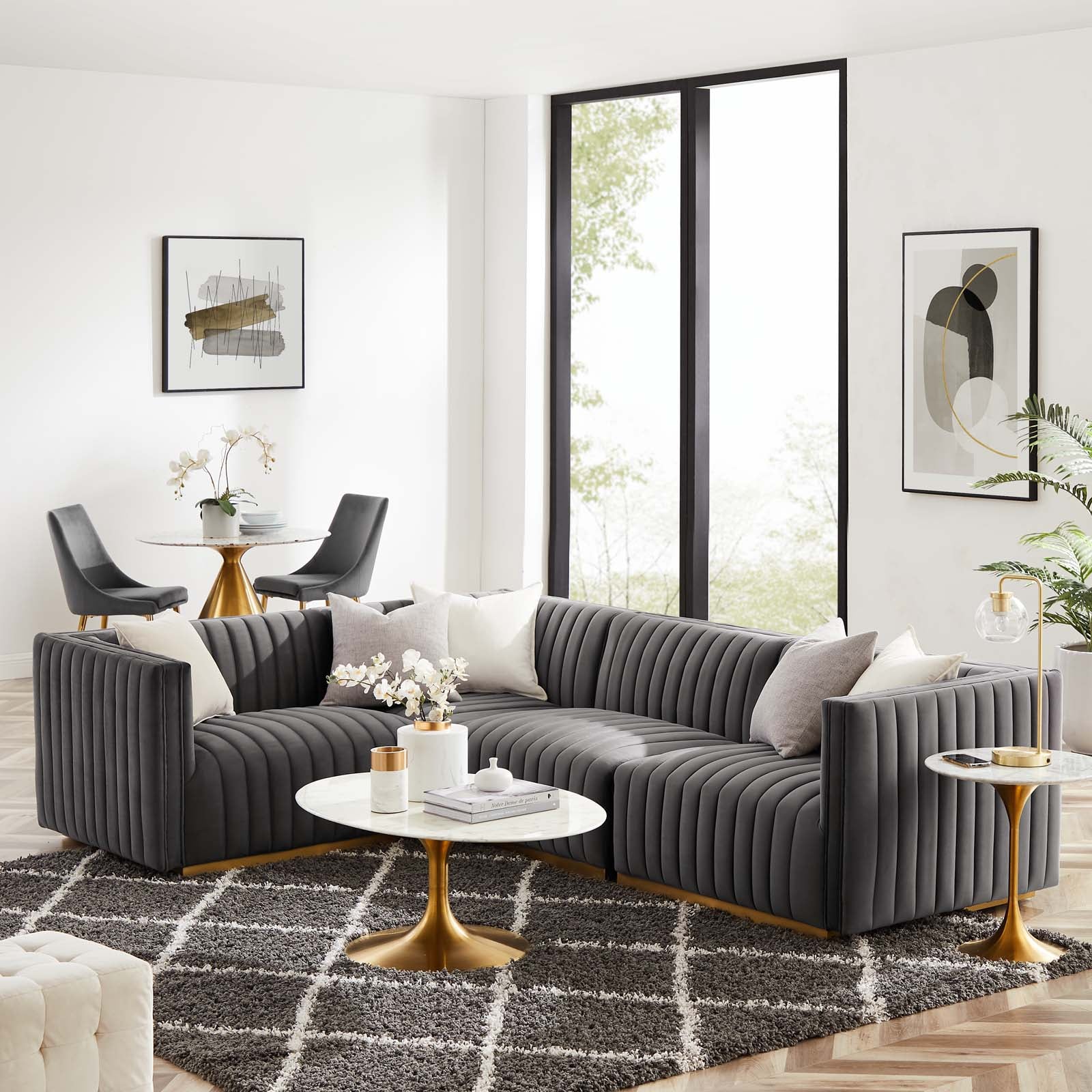 Conjure Channel Tufted Performance Velvet 4-Piece Sectional By Modway - EEI-5847 | Sectional | Modishstore - 41