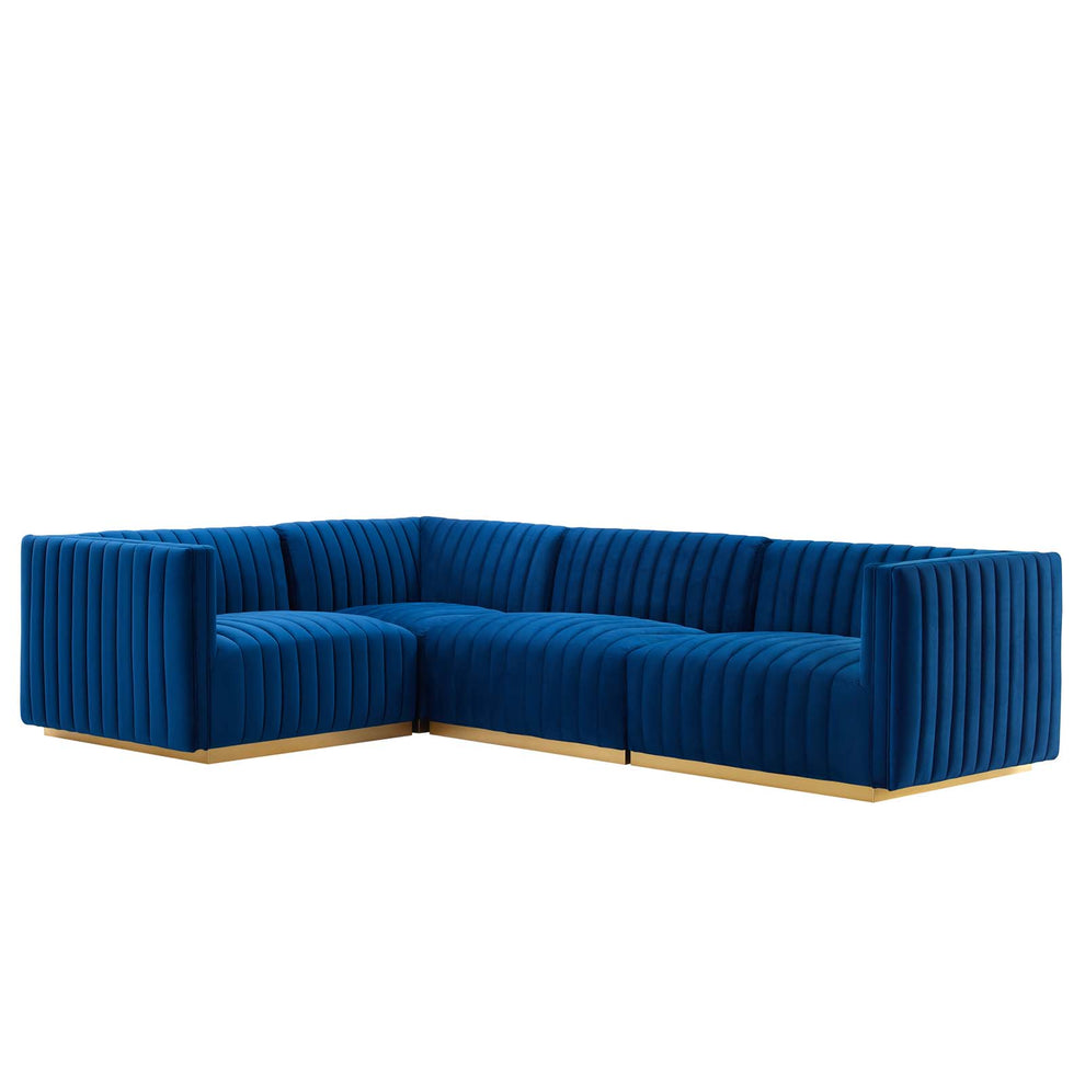 Conjure Channel Tufted Performance Velvet 4-Piece Sectional By Modway - EEI-5847 | Sectional | Modishstore - 49