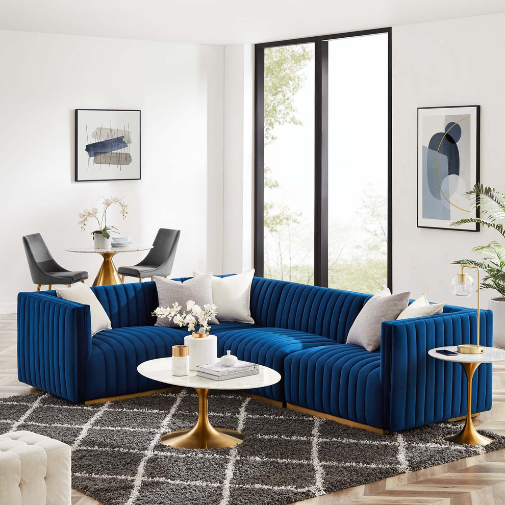 Conjure Channel Tufted Performance Velvet 4-Piece Sectional By Modway - EEI-5847 | Sectional | Modishstore - 57
