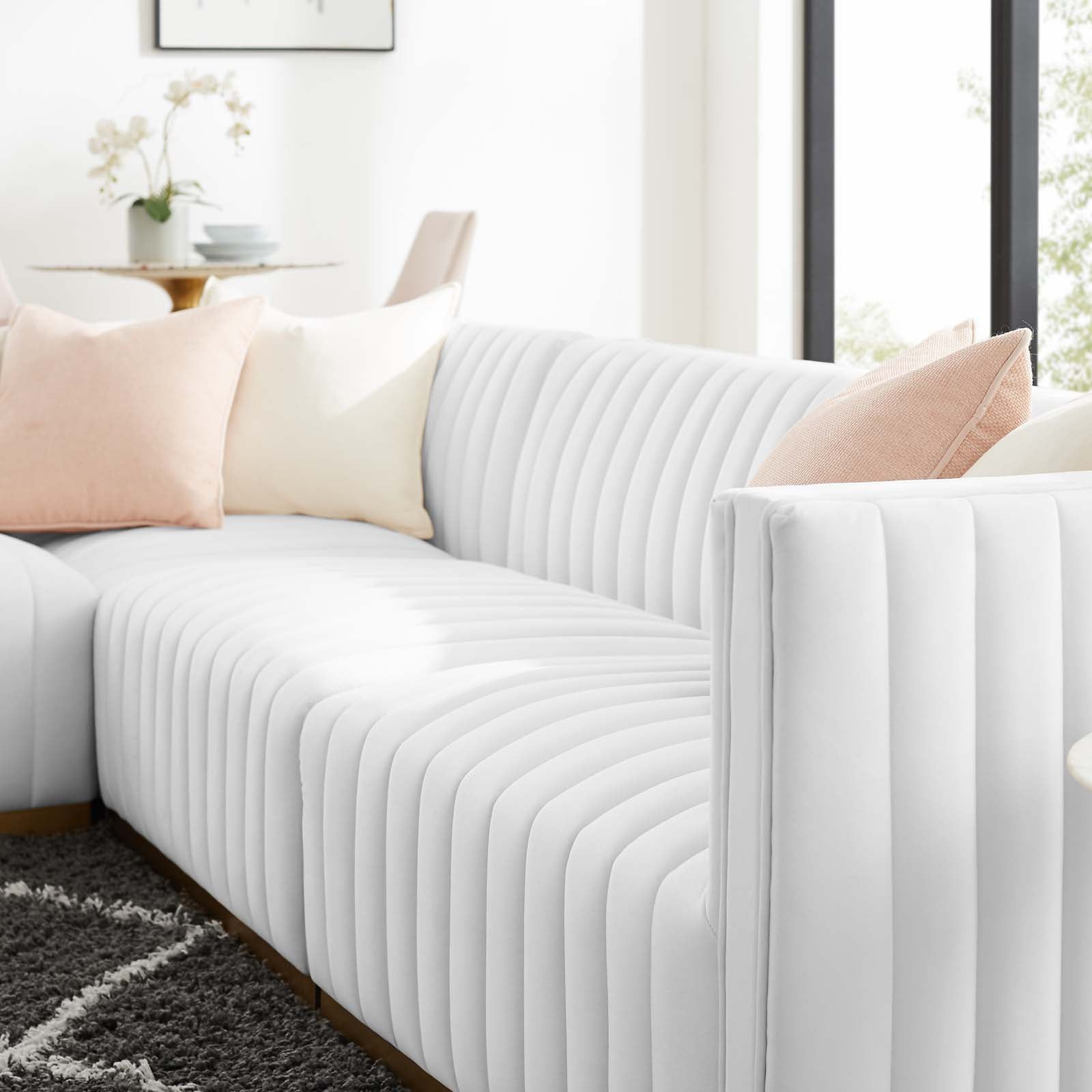 Conjure Channel Tufted Performance Velvet 4-Piece Sectional By Modway - EEI-5847 | Sectional | Modishstore - 72