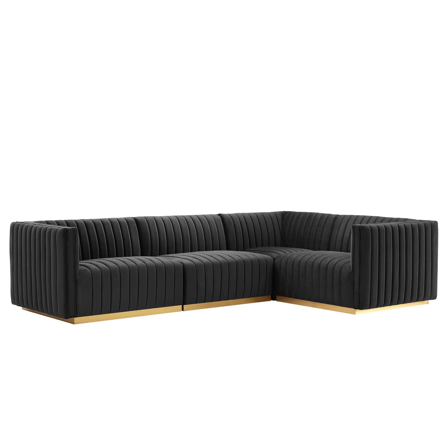 Conjure Channel Tufted Performance Velvet 4-Piece Sectional By Modway - EEI-5848 | Sectional | Modishstore - 2
