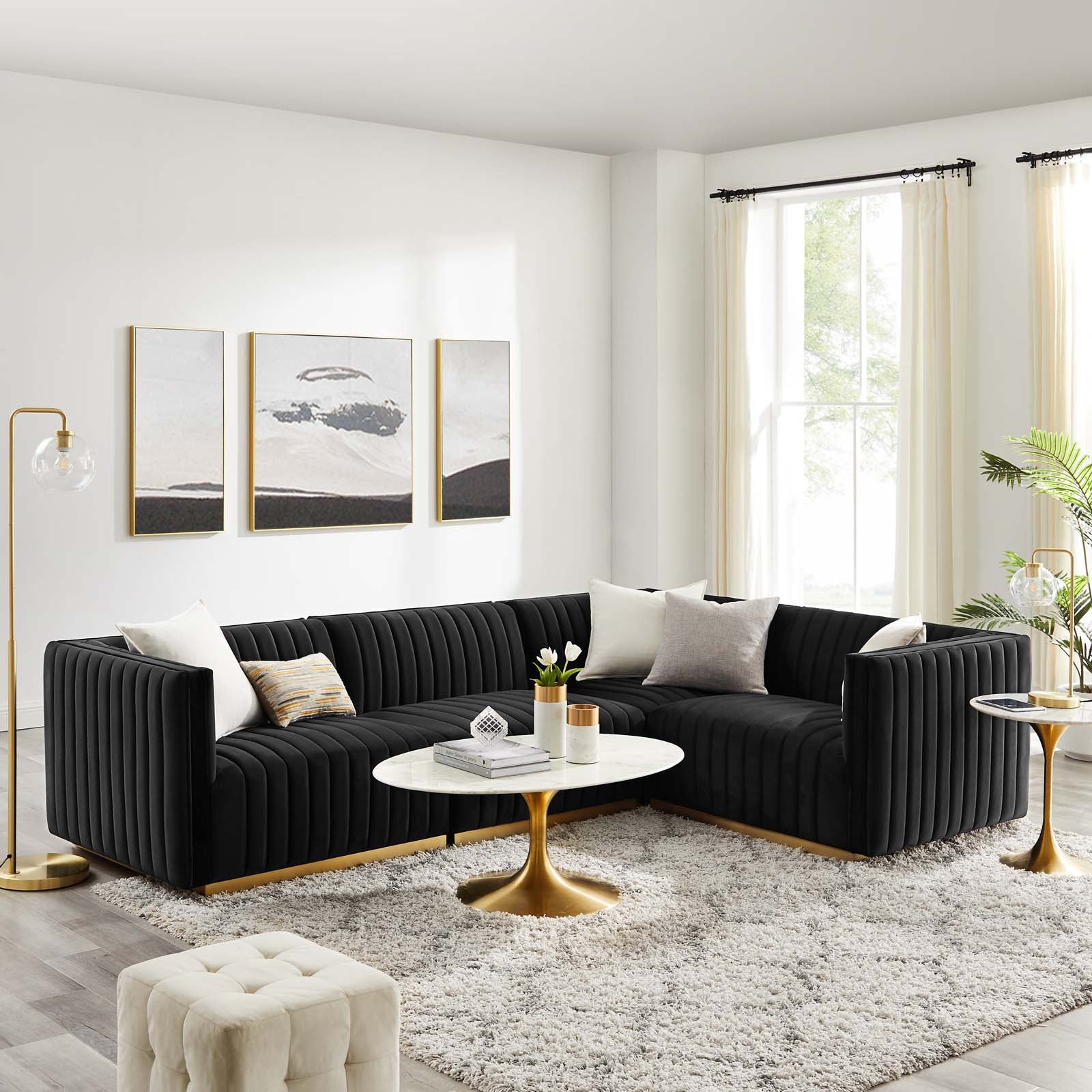 Conjure Channel Tufted Performance Velvet 4-Piece Sectional By Modway - EEI-5848 | Sectional | Modishstore - 1