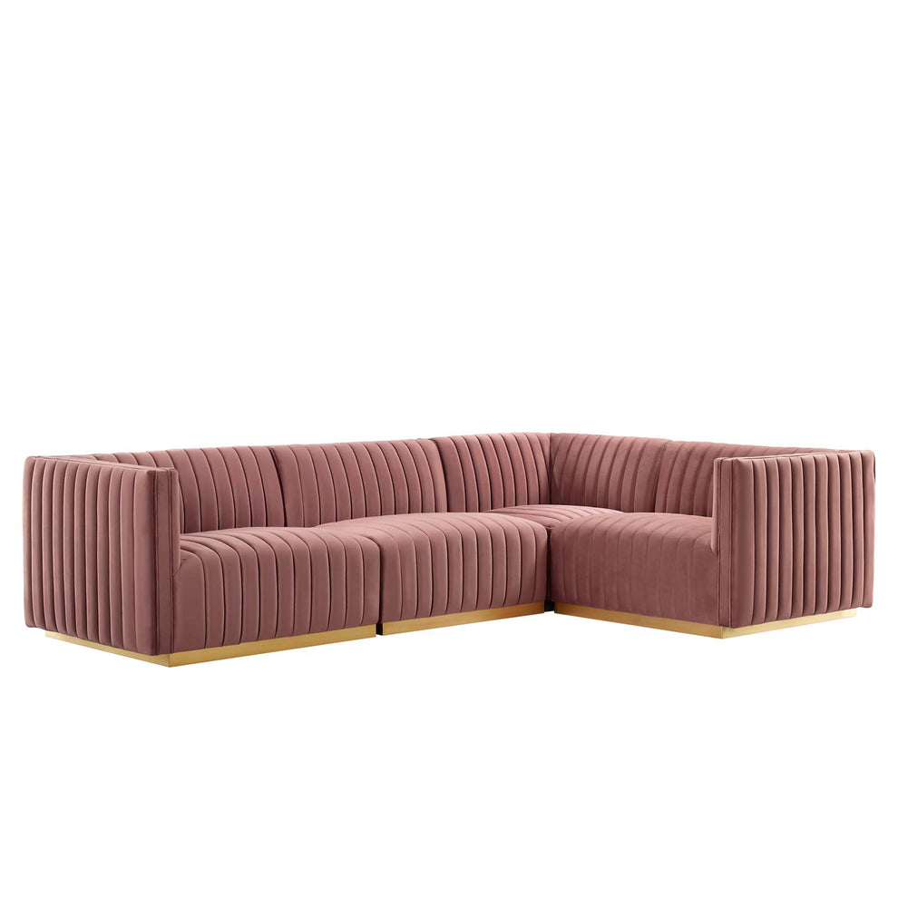 Conjure Channel Tufted Performance Velvet 4-Piece Sectional By Modway - EEI-5848 | Sectional | Modishstore - 17