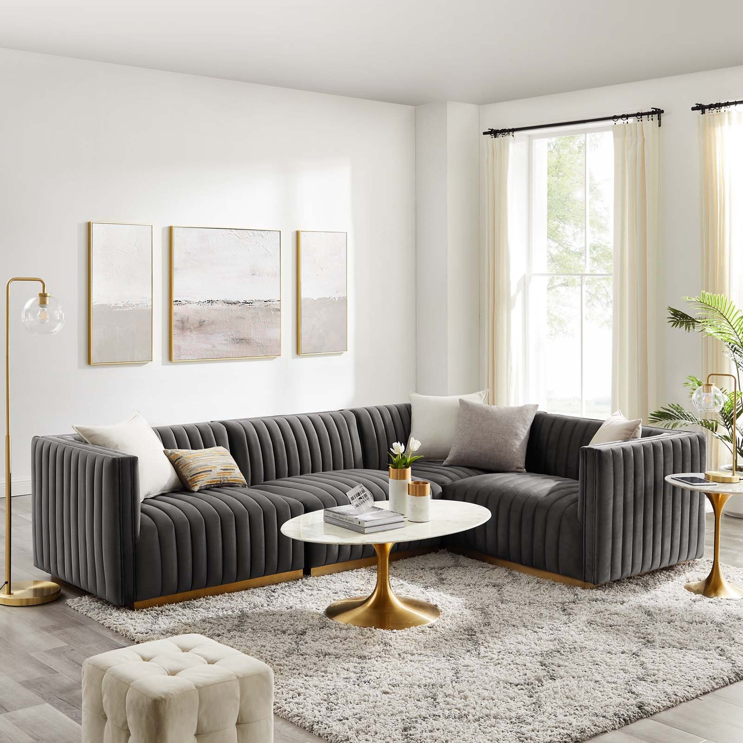 Conjure Channel Tufted Performance Velvet 4-Piece Sectional By Modway - EEI-5848 | Sectional | Modishstore - 41