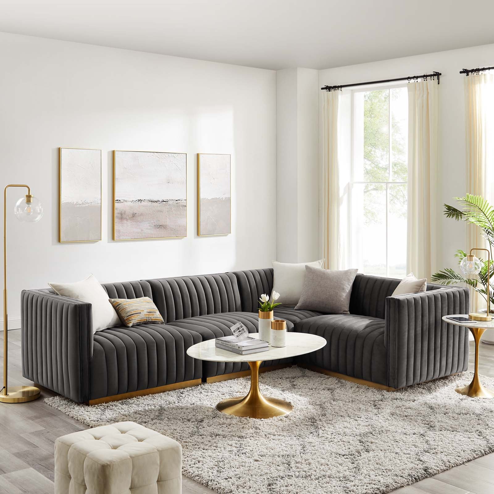 Conjure Channel Tufted Performance Velvet 4-Piece Sectional By Modway - EEI-5848 | Sectional | Modishstore - 41