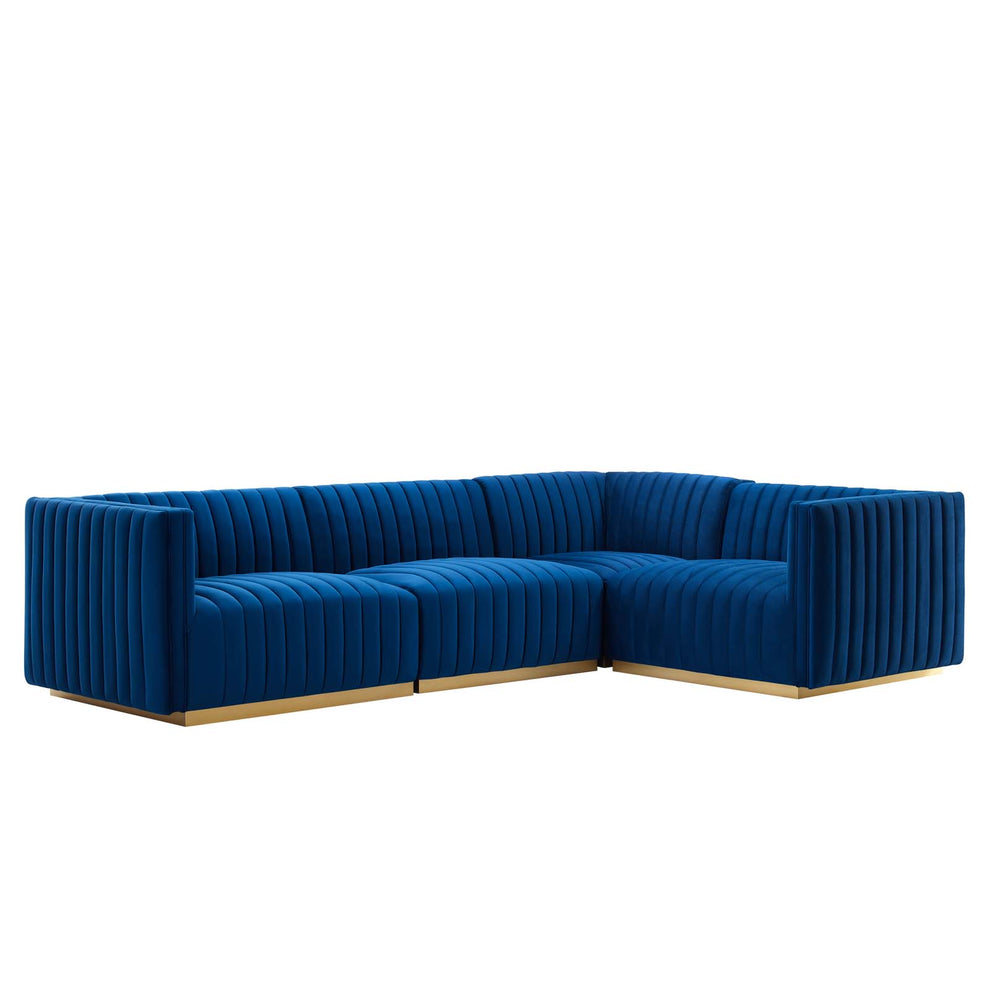 Conjure Channel Tufted Performance Velvet 4-Piece Sectional By Modway - EEI-5848 | Sectional | Modishstore - 49