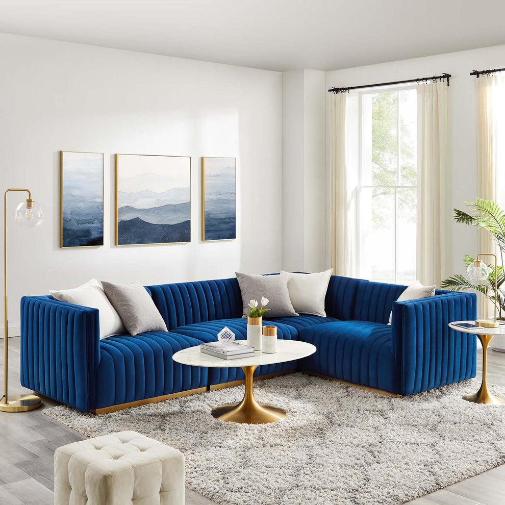 Conjure Channel Tufted Performance Velvet 4-Piece Sectional By Modway - EEI-5848 | Sectional | Modishstore - 57