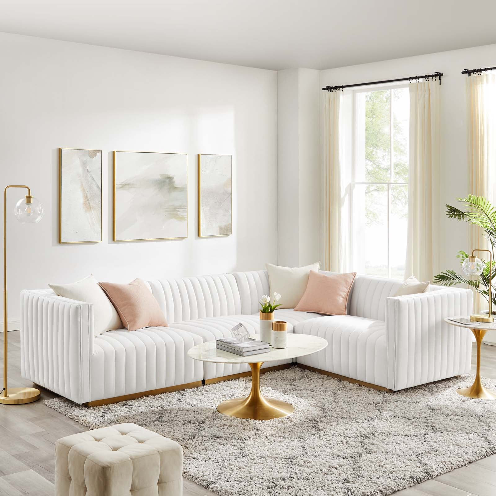 Conjure Channel Tufted Performance Velvet 4-Piece Sectional By Modway - EEI-5848 | Sectional | Modishstore - 73