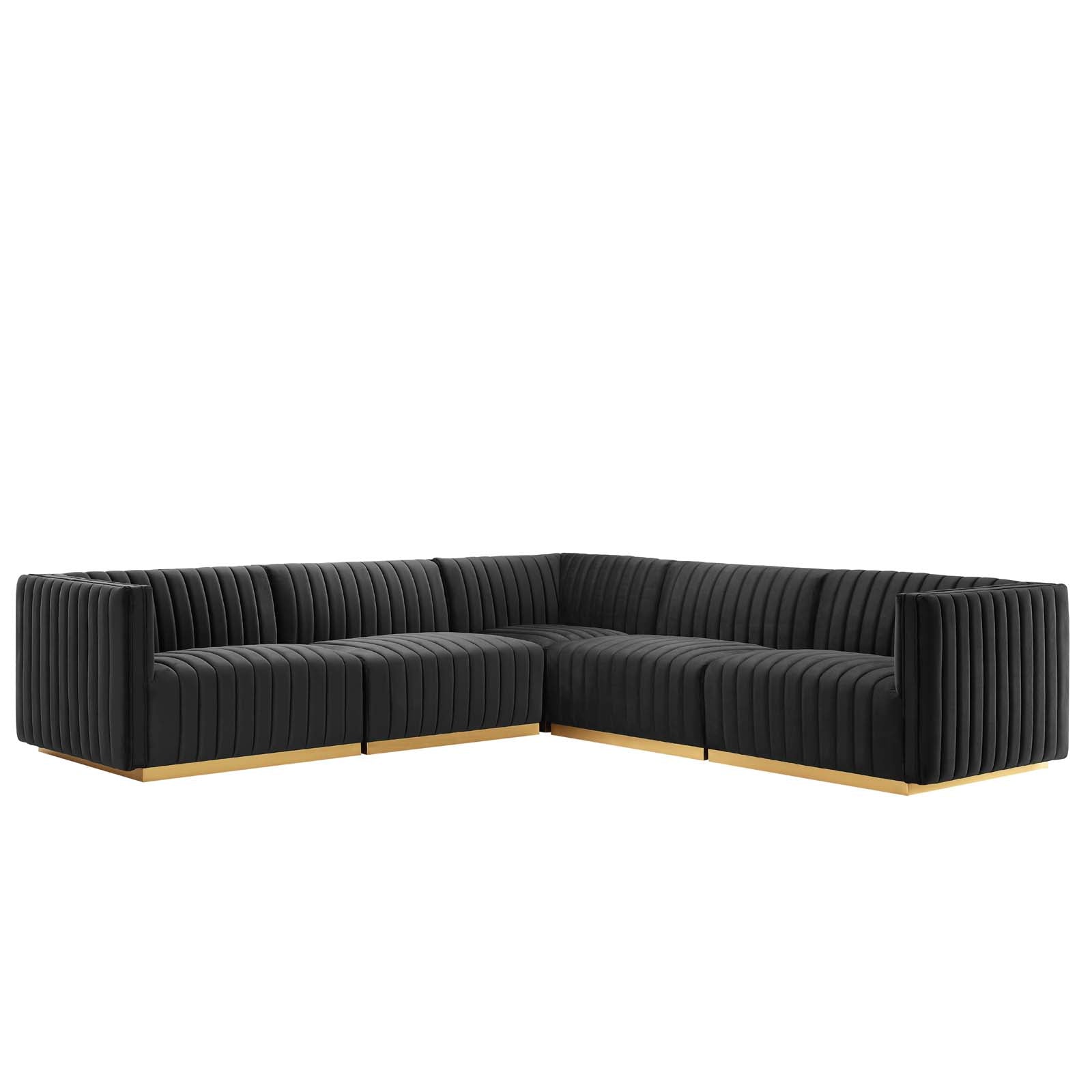 Conjure Channel Tufted Performance Velvet 5-Piece Sectional By Modway - EEI-5849 | Sectional | Modishstore - 2