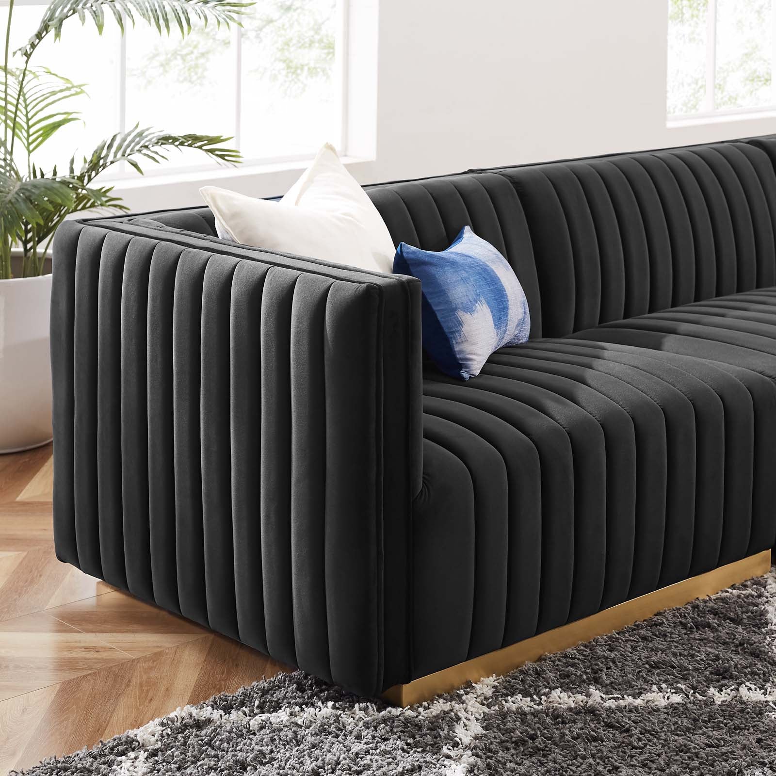 Conjure Channel Tufted Performance Velvet 5-Piece Sectional By Modway - EEI-5849 | Sectional | Modishstore - 9