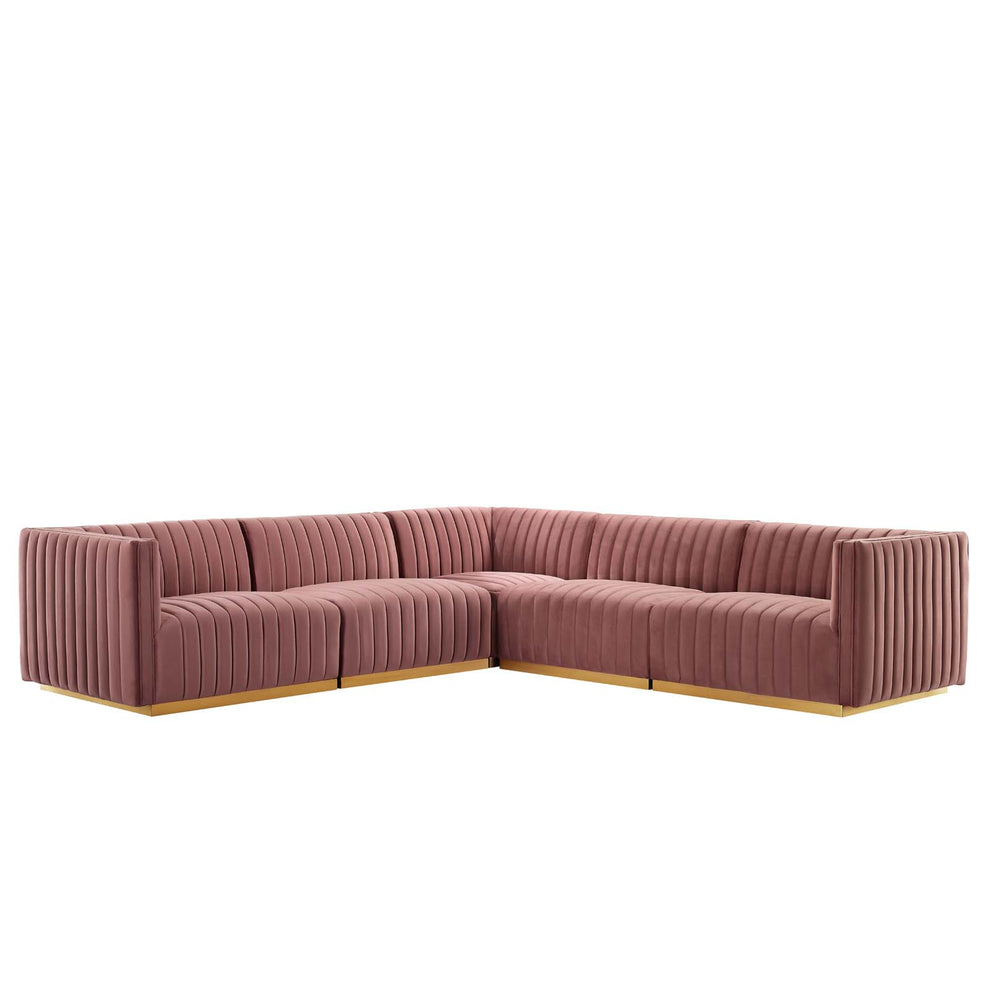 Conjure Channel Tufted Performance Velvet 5-Piece Sectional By Modway - EEI-5849 | Sectional | Modishstore - 17