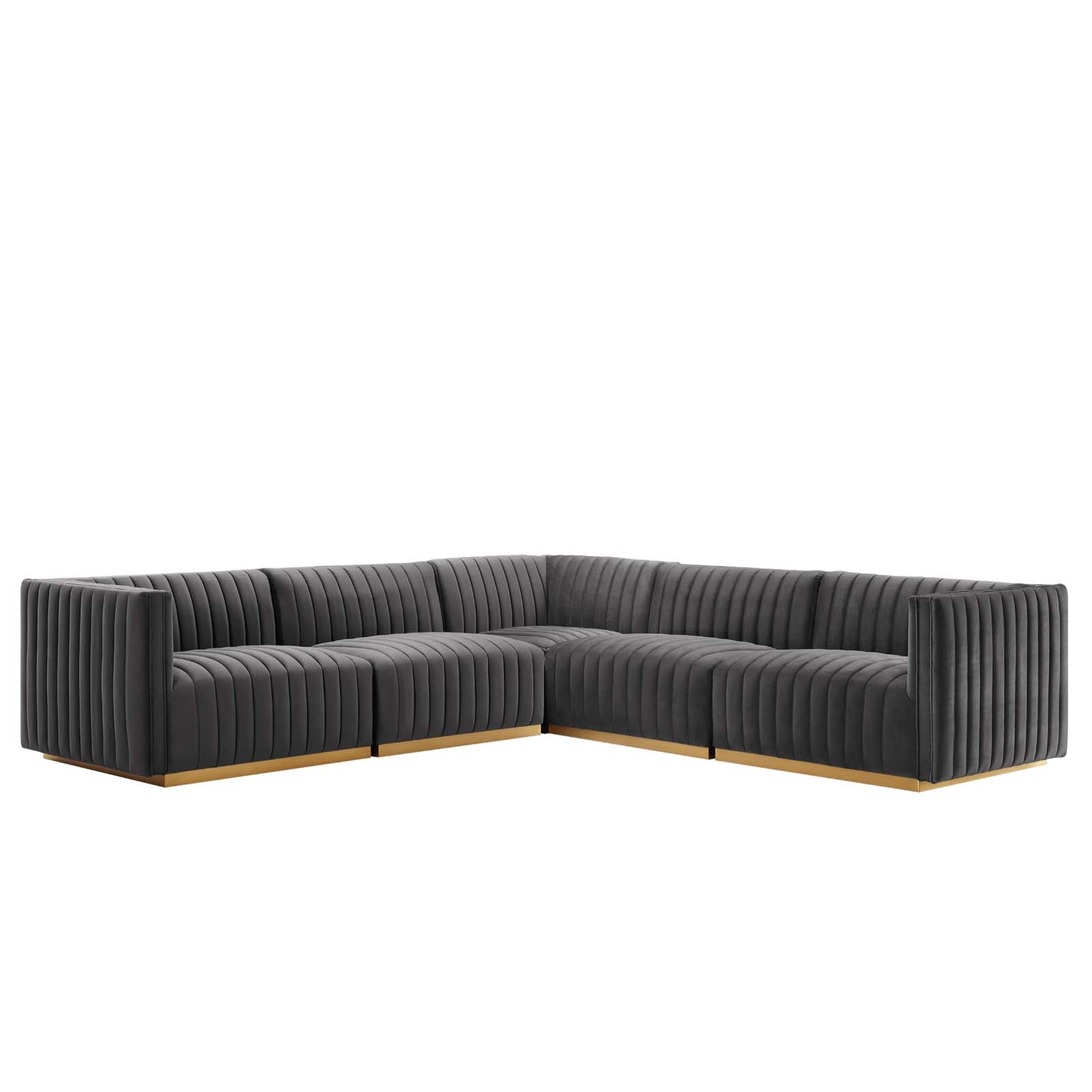 Conjure Channel Tufted Performance Velvet 5-Piece Sectional By Modway - EEI-5849 | Sectional | Modishstore - 33