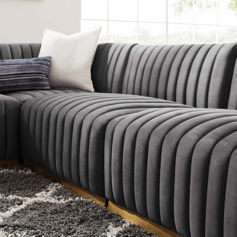 Conjure Channel Tufted Performance Velvet 5-Piece Sectional By Modway - EEI-5849 | Sectional | Modishstore - 40