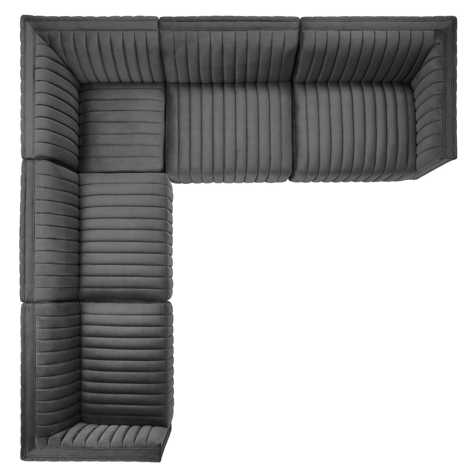 Conjure Channel Tufted Performance Velvet 5-Piece Sectional By Modway - EEI-5849 | Sectional | Modishstore - 42