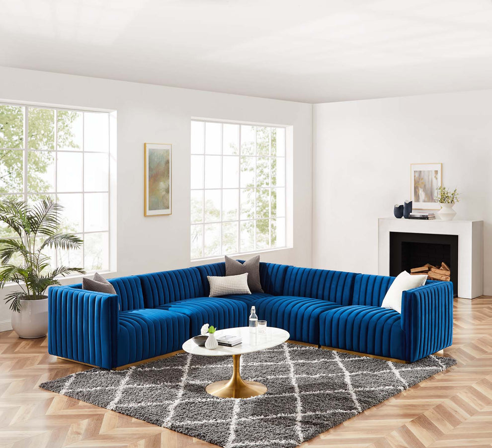 Conjure Channel Tufted Performance Velvet 5-Piece Sectional By Modway - EEI-5849 | Sectional | Modishstore - 57