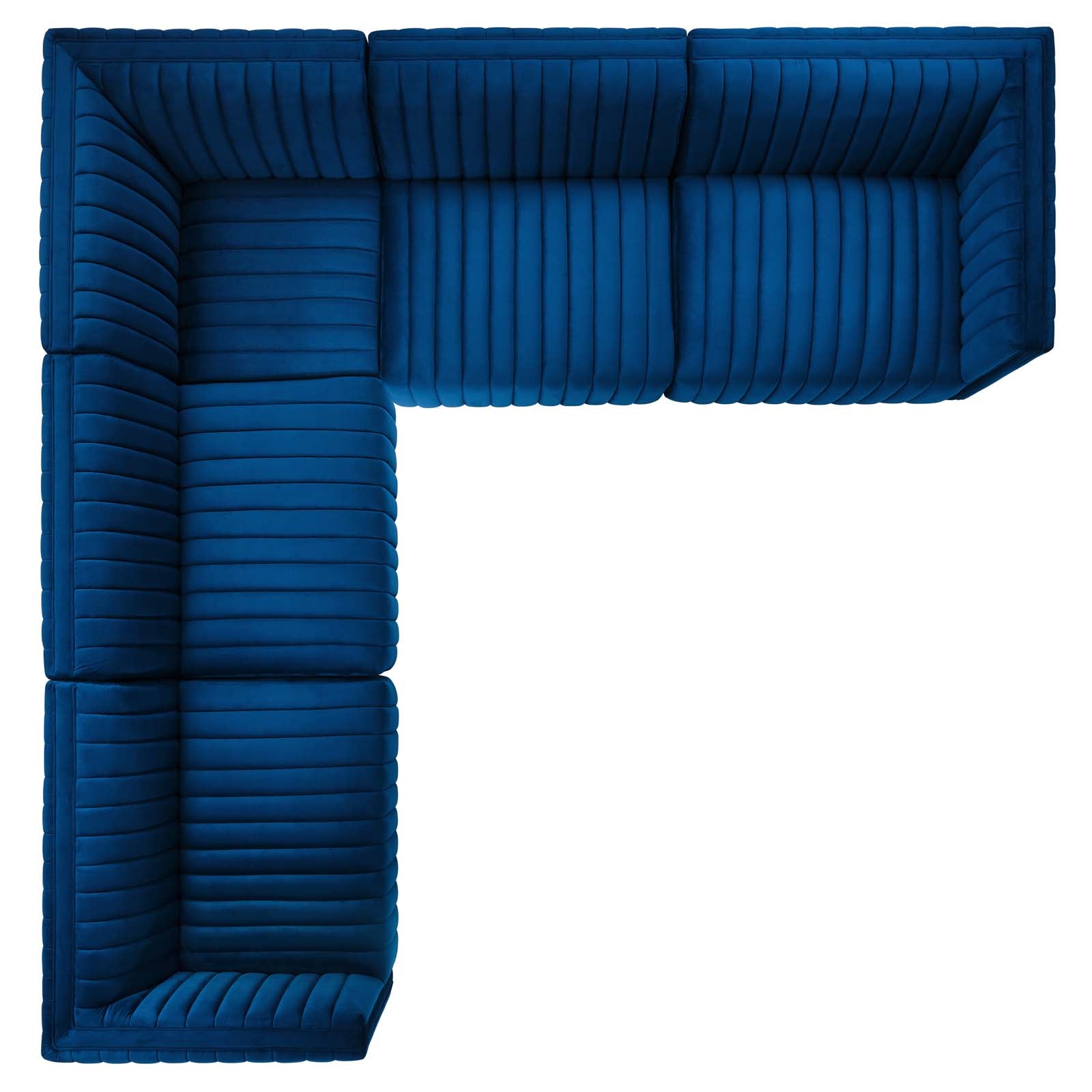 Conjure Channel Tufted Performance Velvet 5-Piece Sectional By Modway - EEI-5849 | Sectional | Modishstore - 58