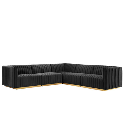 Conjure Channel Tufted Performance Velvet 5-Piece Sectional By Modway - EEI-5850 | Sectional | Modishstore - 2