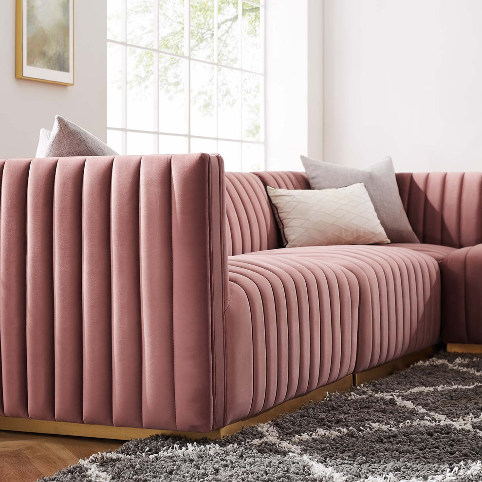 Conjure Channel Tufted Performance Velvet 5-Piece Sectional By Modway - EEI-5850 | Sectional | Modishstore - 24