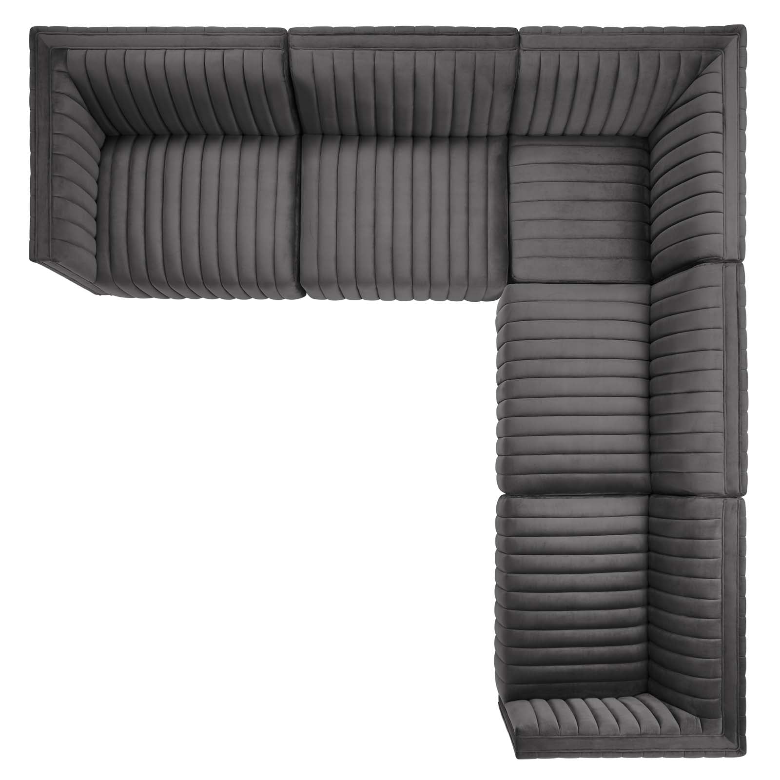 Conjure Channel Tufted Performance Velvet 5-Piece Sectional By Modway - EEI-5850 | Sectional | Modishstore - 42