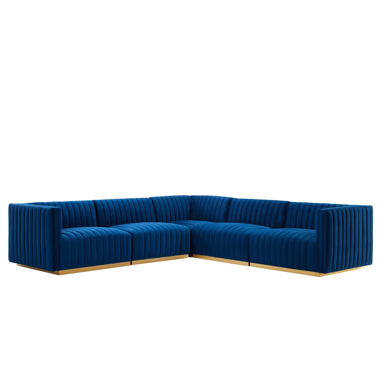 Conjure Channel Tufted Performance Velvet 5-Piece Sectional By Modway - EEI-5850 | Sectional | Modishstore - 49