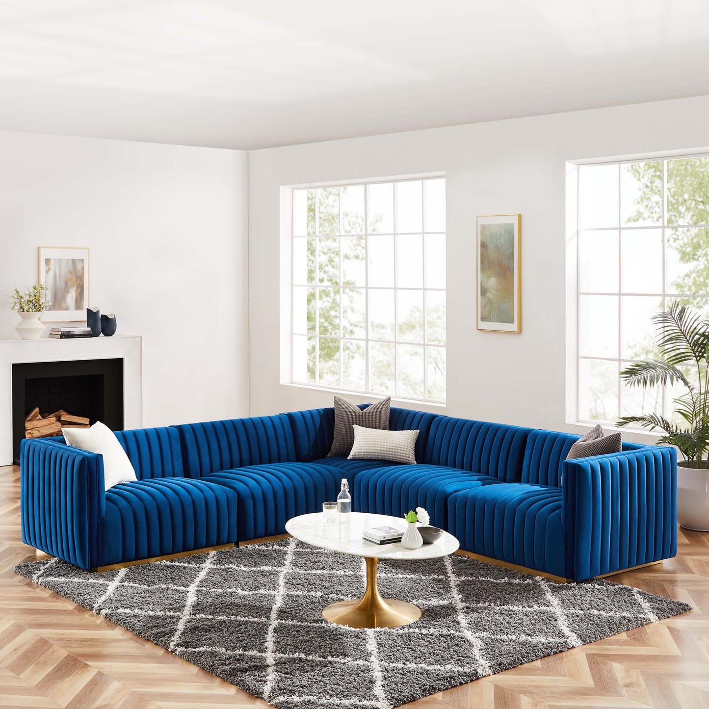 Conjure Channel Tufted Performance Velvet 5-Piece Sectional By Modway - EEI-5850 | Sectional | Modishstore - 57