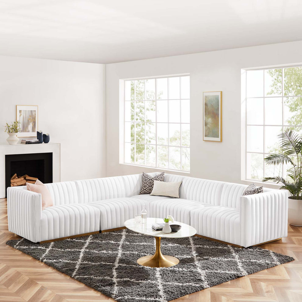 Conjure Channel Tufted Performance Velvet 5-Piece Sectional By Modway - EEI-5850 | Sectional | Modishstore - 73