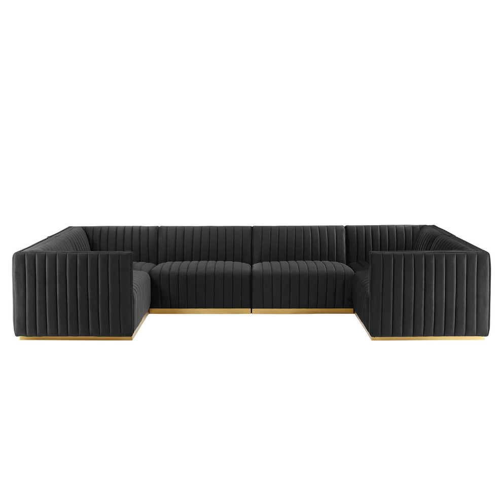 Conjure Channel Tufted Performance Velvet 6-Piece U-Shaped Sectional By Modway - EEI-5851 | Sectional | Modishstore - 1