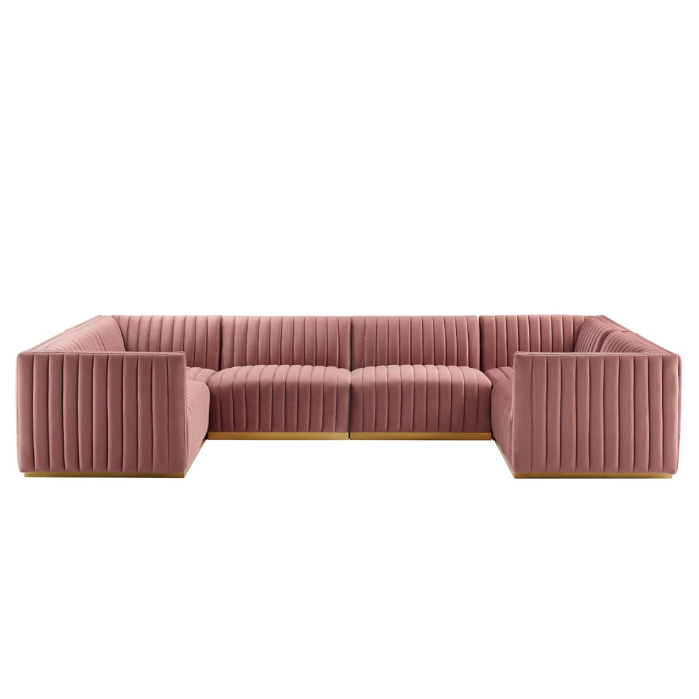 Conjure Channel Tufted Performance Velvet 6-Piece U-Shaped Sectional By Modway - EEI-5851 | Sectional | Modishstore - 17