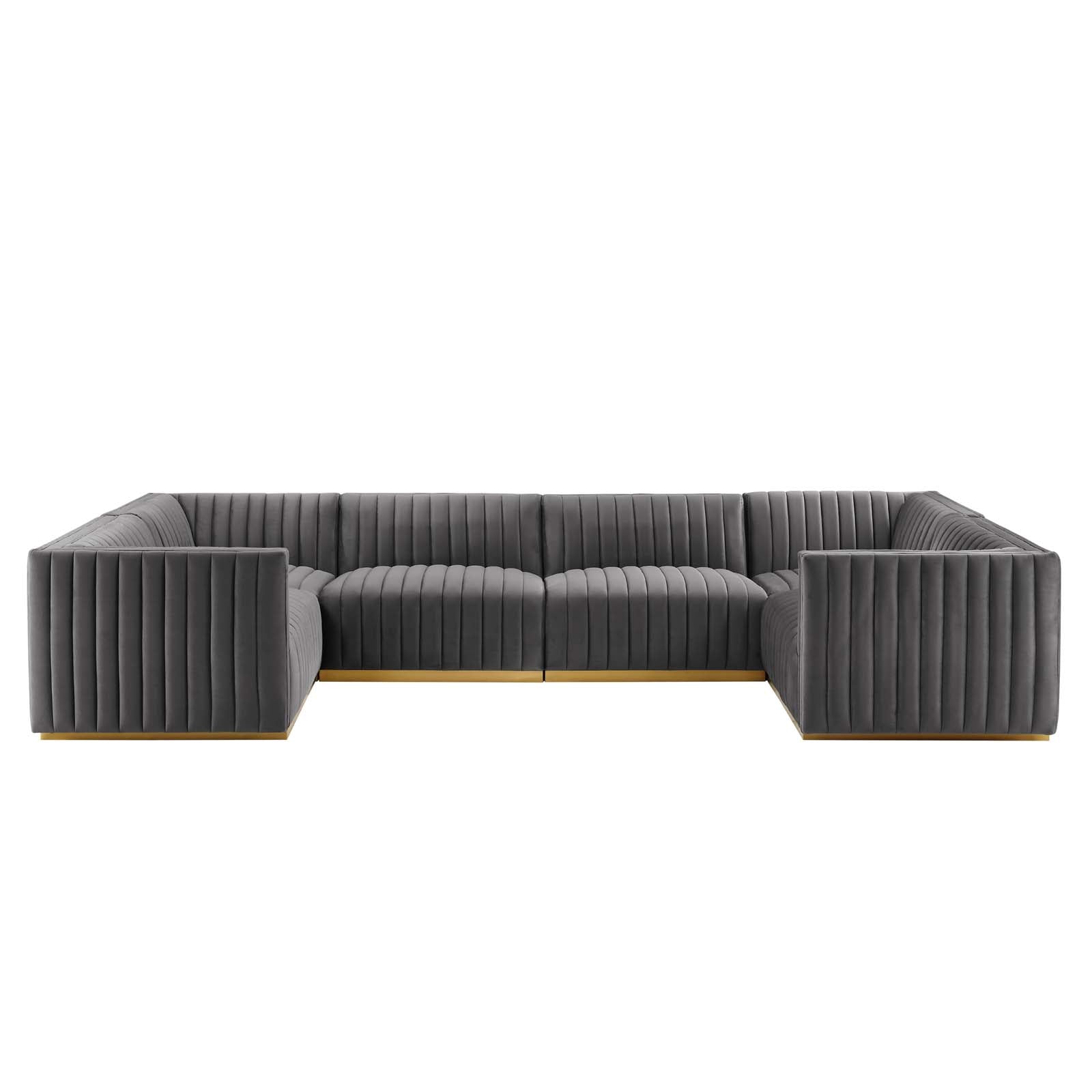 Conjure Channel Tufted Performance Velvet 6-Piece U-Shaped Sectional By Modway - EEI-5851 | Sectional | Modishstore - 33