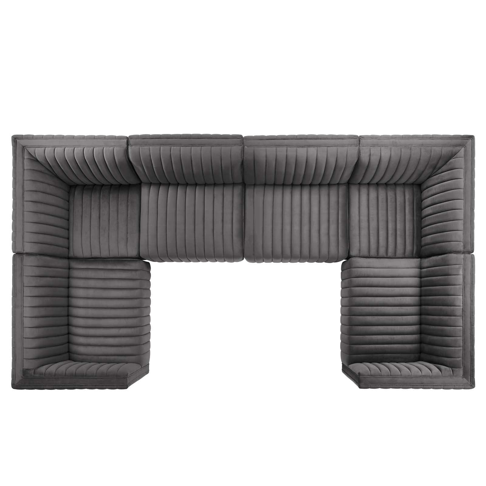 Conjure Channel Tufted Performance Velvet 6-Piece U-Shaped Sectional By Modway - EEI-5851 | Sectional | Modishstore - 42