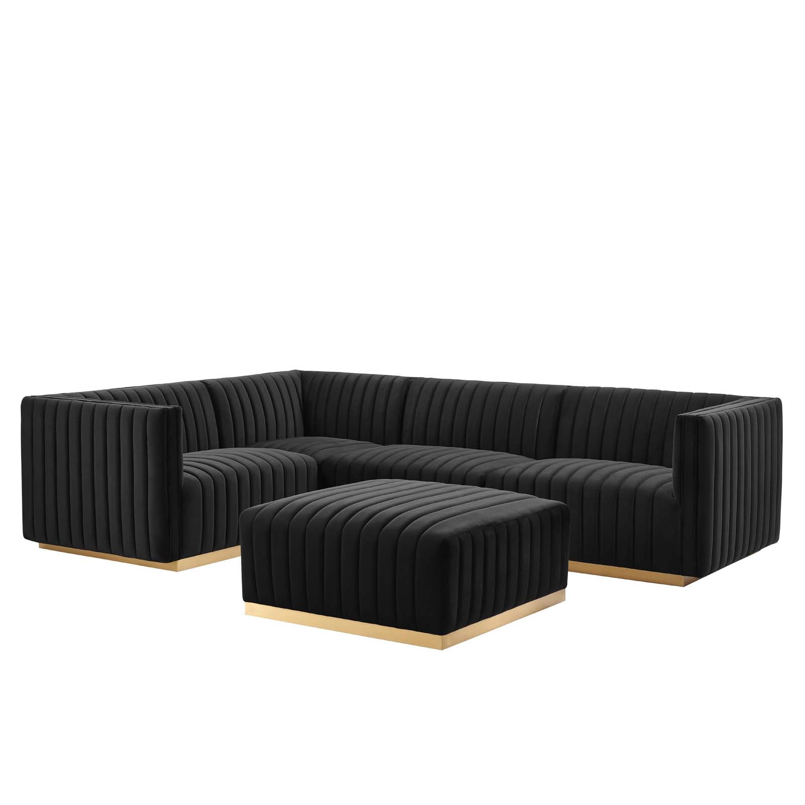 Conjure Channel Tufted Performance Velvet 5-Piece Sectional By Modway - EEI-5852 | Sectional | Modishstore - 66