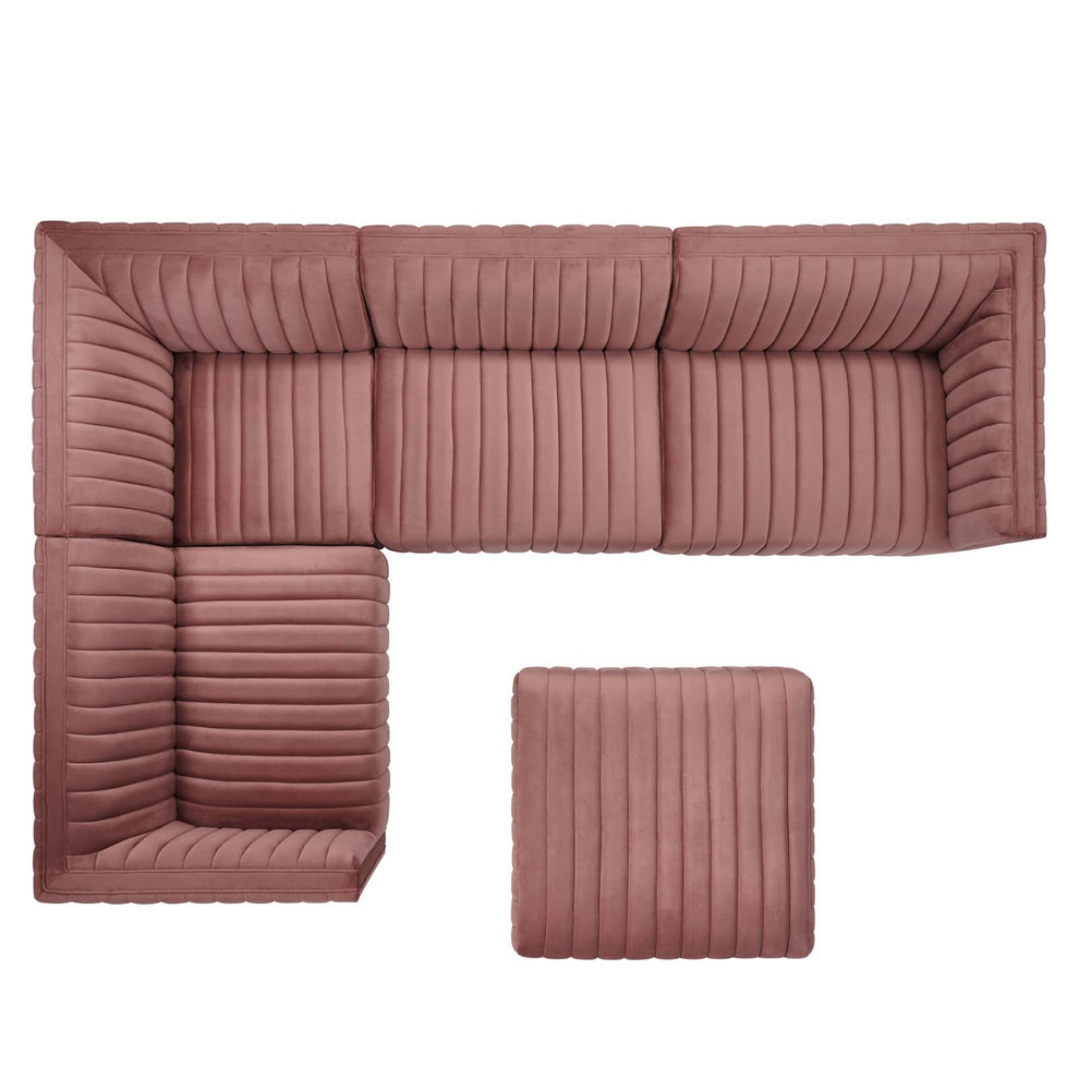 Conjure Channel Tufted Performance Velvet 5-Piece Sectional By Modway - EEI-5852 | Sectional | Modishstore - 10