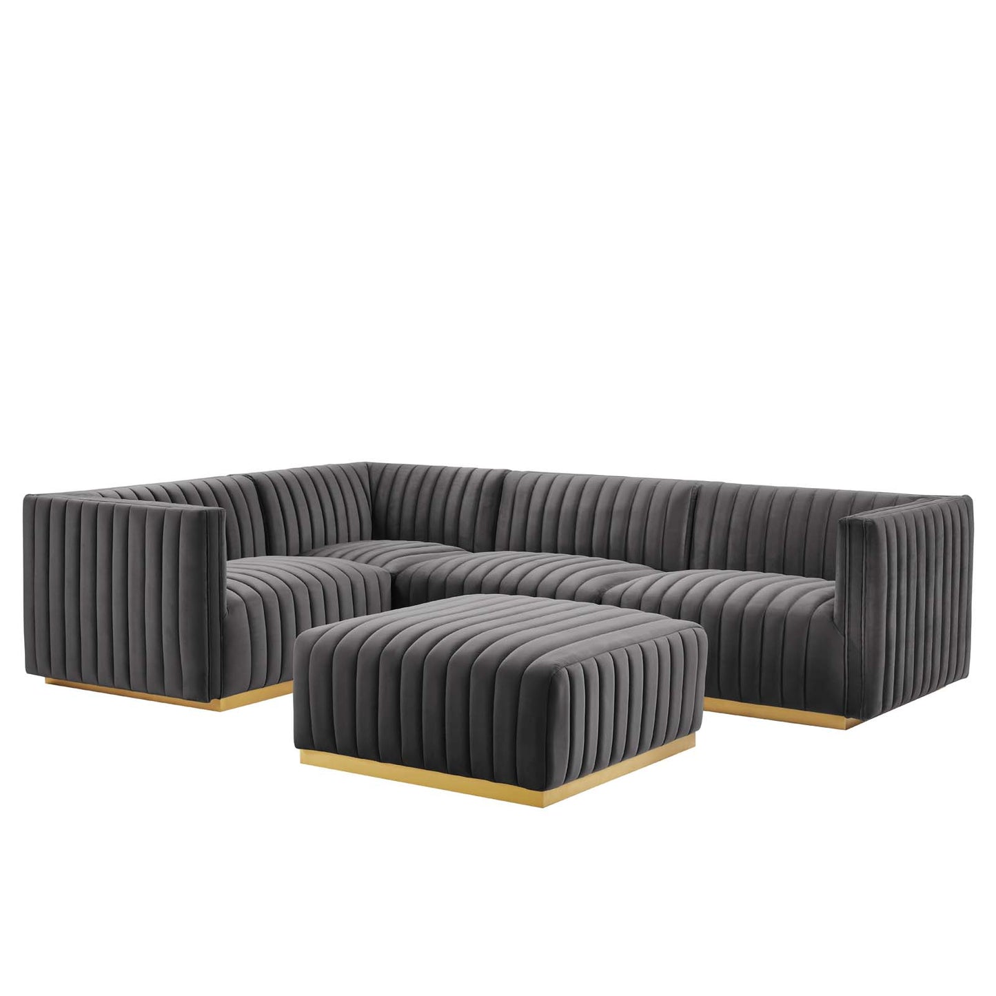 Conjure Channel Tufted Performance Velvet 5-Piece Sectional By Modway - EEI-5852 | Sectional | Modishstore - 17