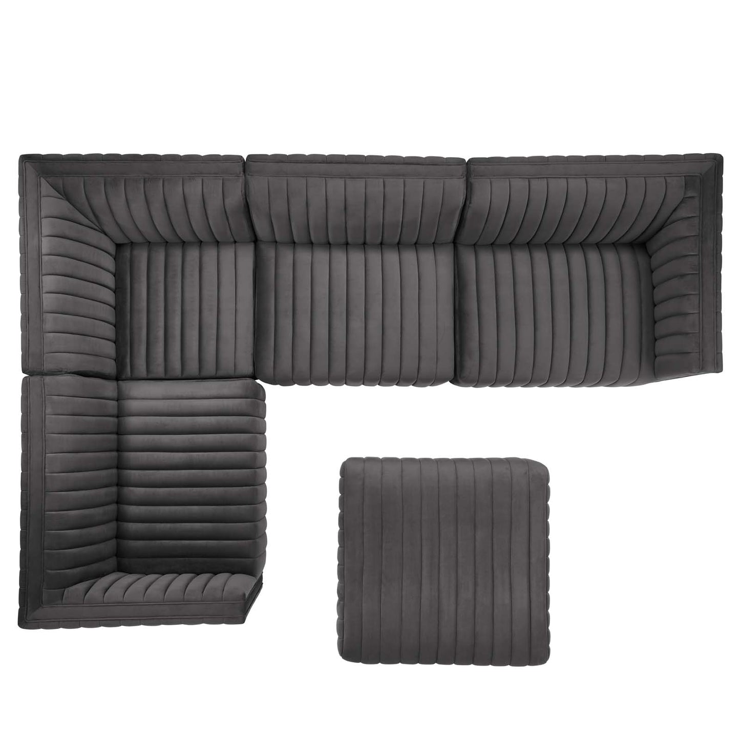Conjure Channel Tufted Performance Velvet 5-Piece Sectional By Modway - EEI-5852 | Sectional | Modishstore - 26