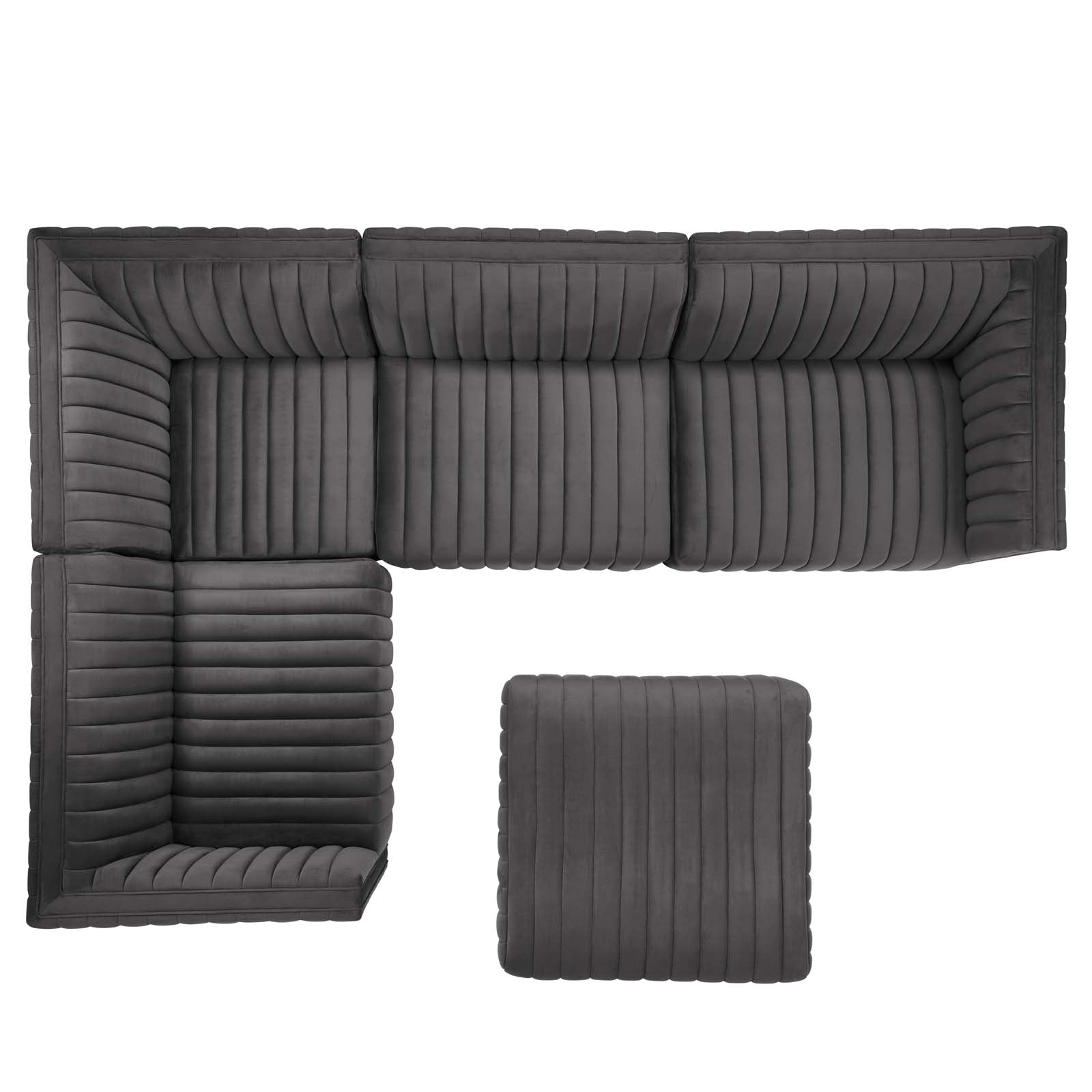 Conjure Channel Tufted Performance Velvet 5-Piece Sectional By Modway - EEI-5852 | Sectional | Modishstore - 26