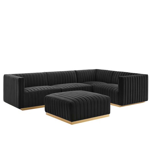 Conjure Channel Tufted Performance Velvet 5-Piece Sectional By Modway - EEI-5853 | Sectional | Modishstore