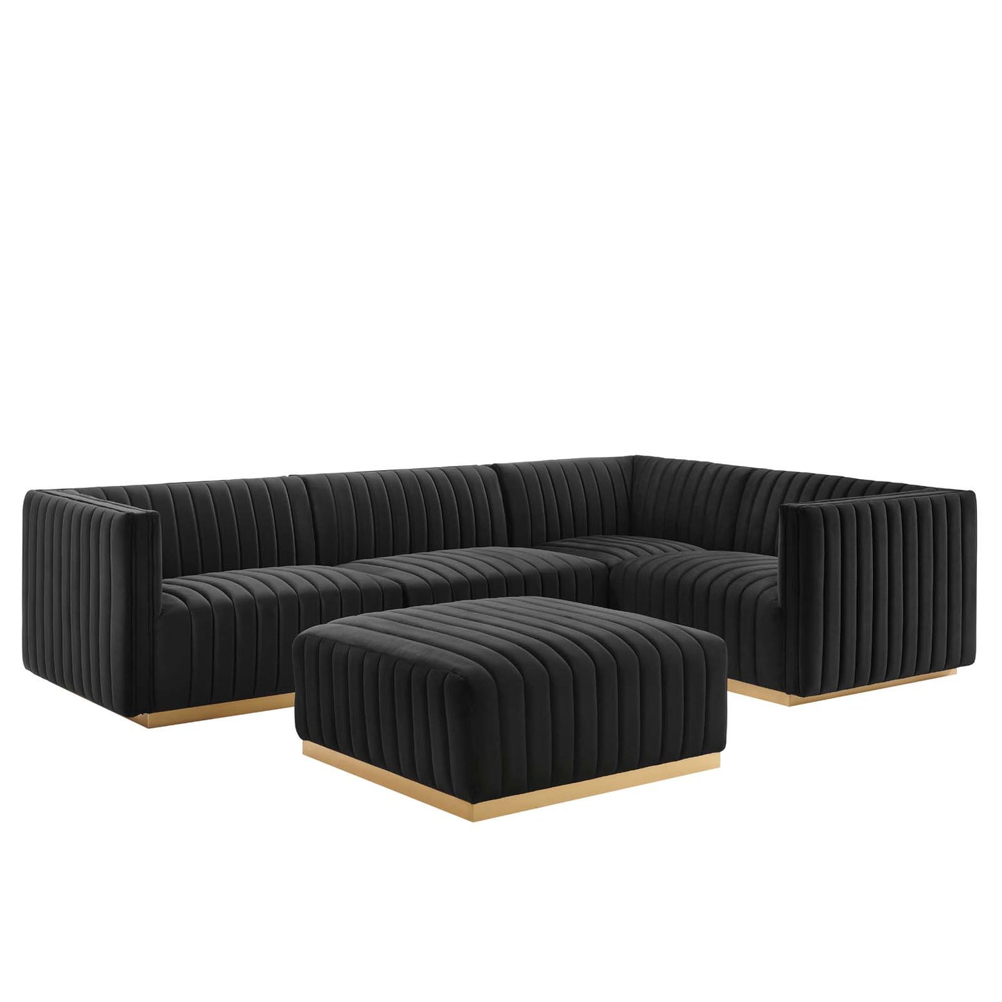 Conjure Channel Tufted Performance Velvet 5-Piece Sectional By Modway - EEI-5853 | Sectional | Modishstore - 1