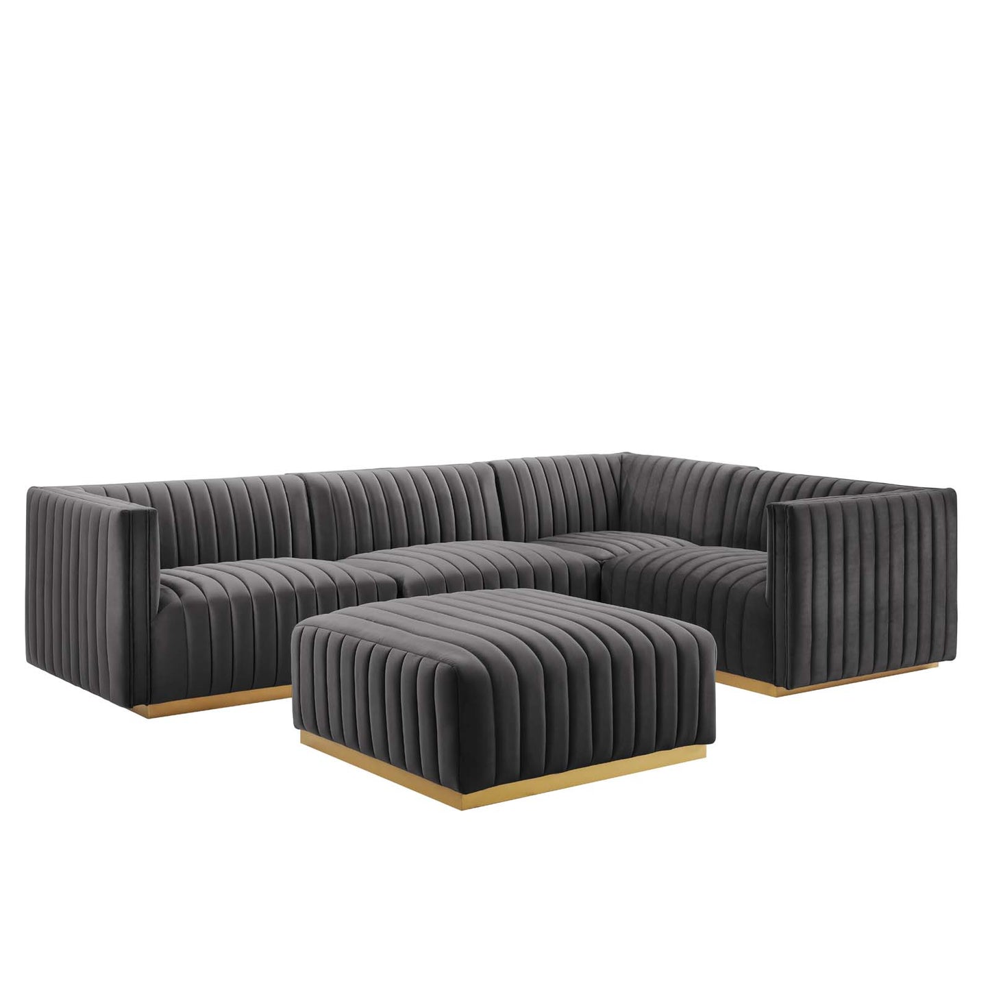 Conjure Channel Tufted Performance Velvet 5-Piece Sectional By Modway - EEI-5853 | Sectional | Modishstore - 33