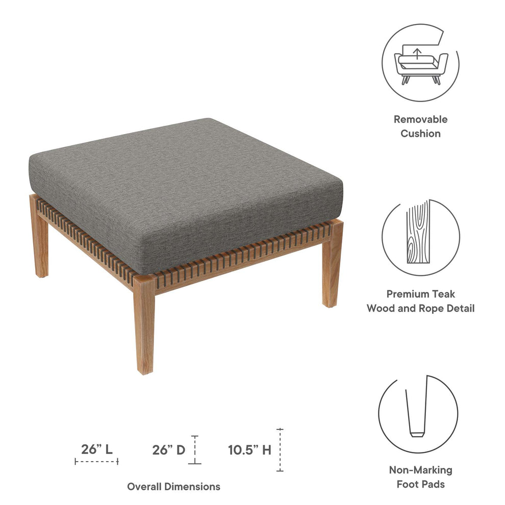 Clearwater Outdoor Patio Teak Wood Ottoman By Modway - EEI-5854 | Outdoor Ottomans | Modishstore - 6