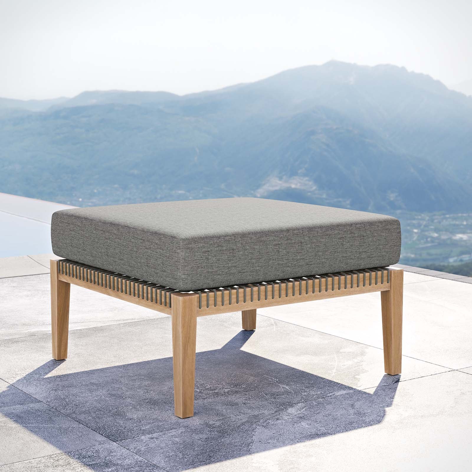 Clearwater Outdoor Patio Teak Wood Ottoman By Modway - EEI-5854 | Outdoor Ottomans | Modishstore - 1