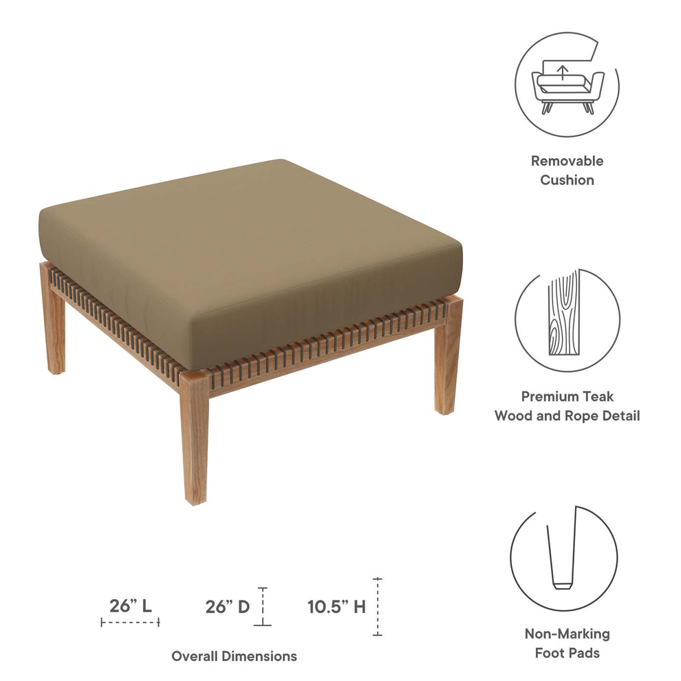 Clearwater Outdoor Patio Teak Wood Ottoman By Modway - EEI-5854 | Outdoor Ottomans | Modishstore - 12