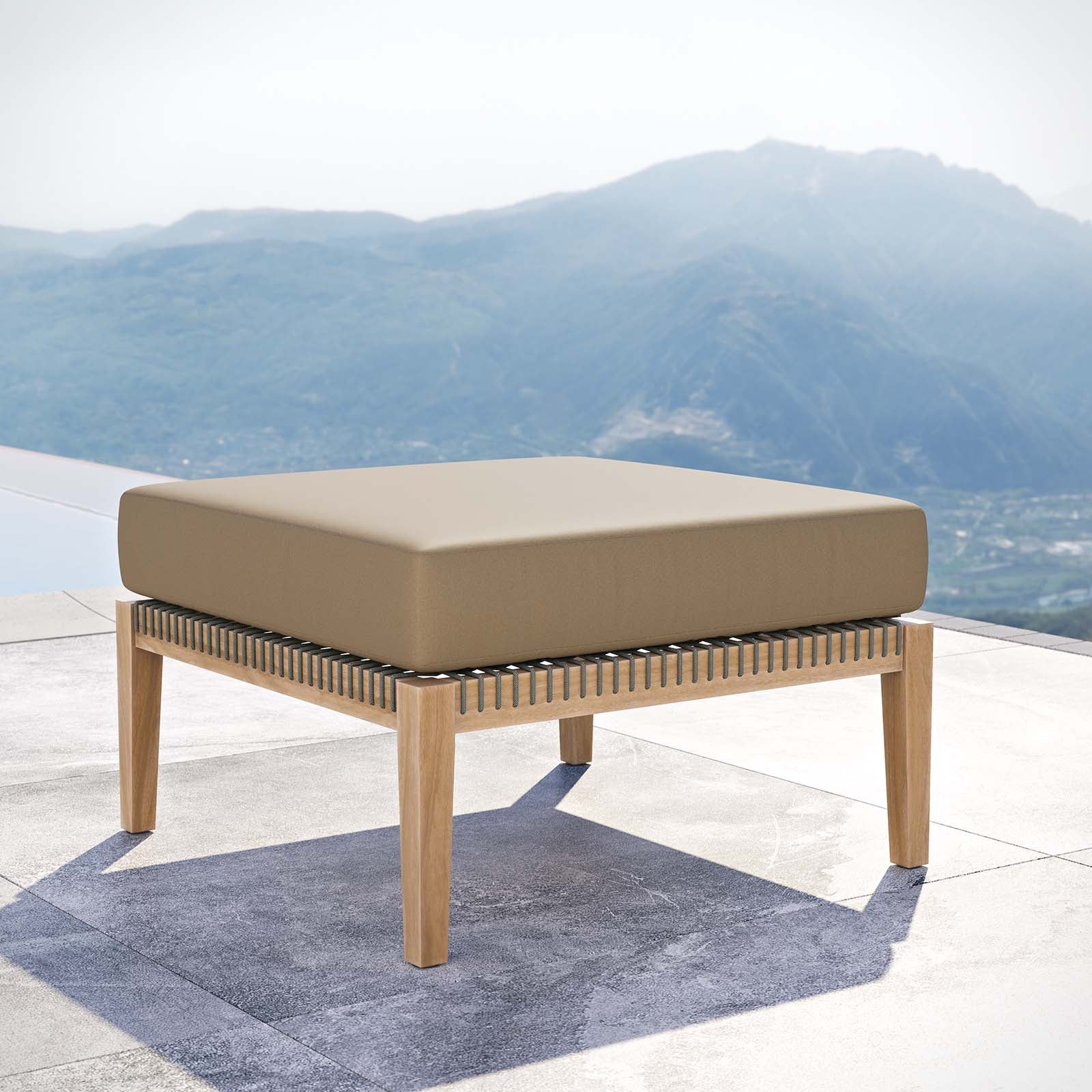 Clearwater Outdoor Patio Teak Wood Ottoman By Modway - EEI-5854 | Outdoor Ottomans | Modishstore - 14