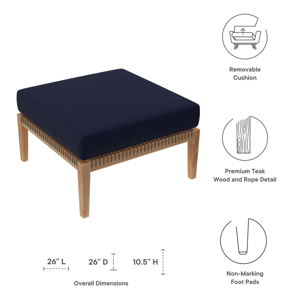 Clearwater Outdoor Patio Teak Wood Ottoman By Modway - EEI-5854 | Outdoor Ottomans | Modishstore - 19