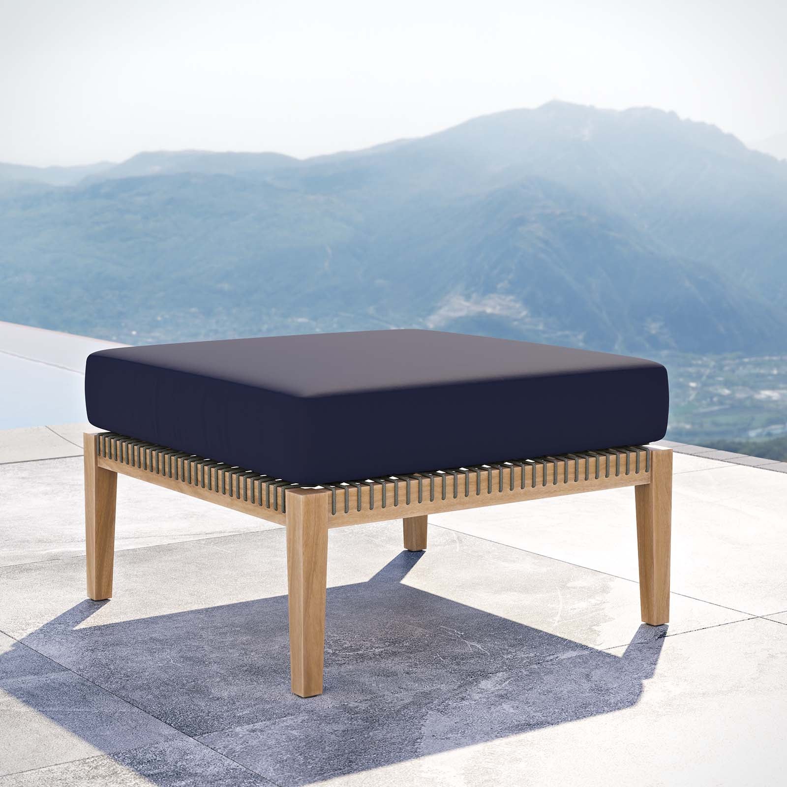 Clearwater Outdoor Patio Teak Wood Ottoman By Modway - EEI-5854 | Outdoor Ottomans | Modishstore - 21