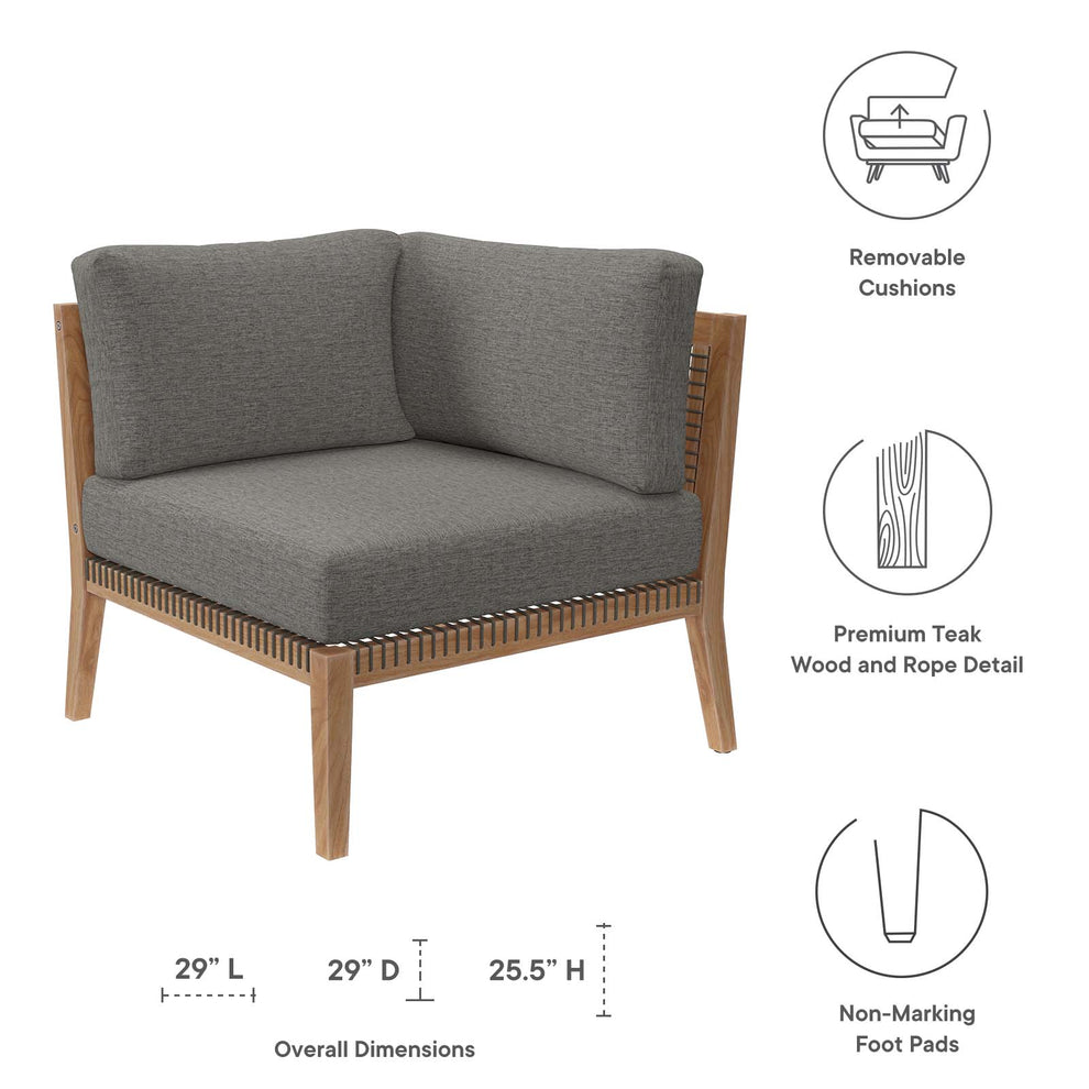 Clearwater Outdoor Patio Teak Wood Corner Chair By Modway - EEI-5855 | Outdoor Chairs | Modishstore - 6
