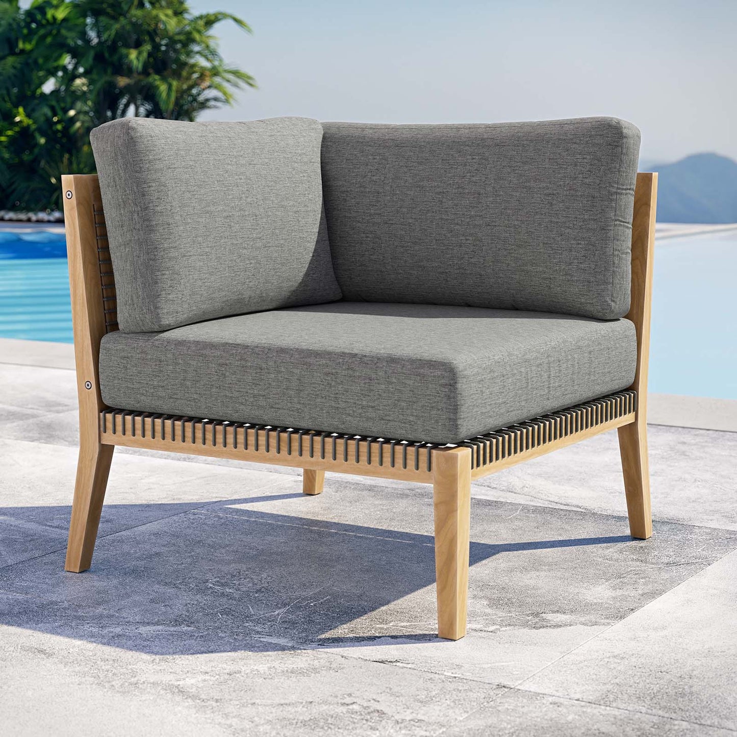 Clearwater Outdoor Patio Teak Wood Corner Chair By Modway - EEI-5855 | Outdoor Chairs | Modishstore - 1