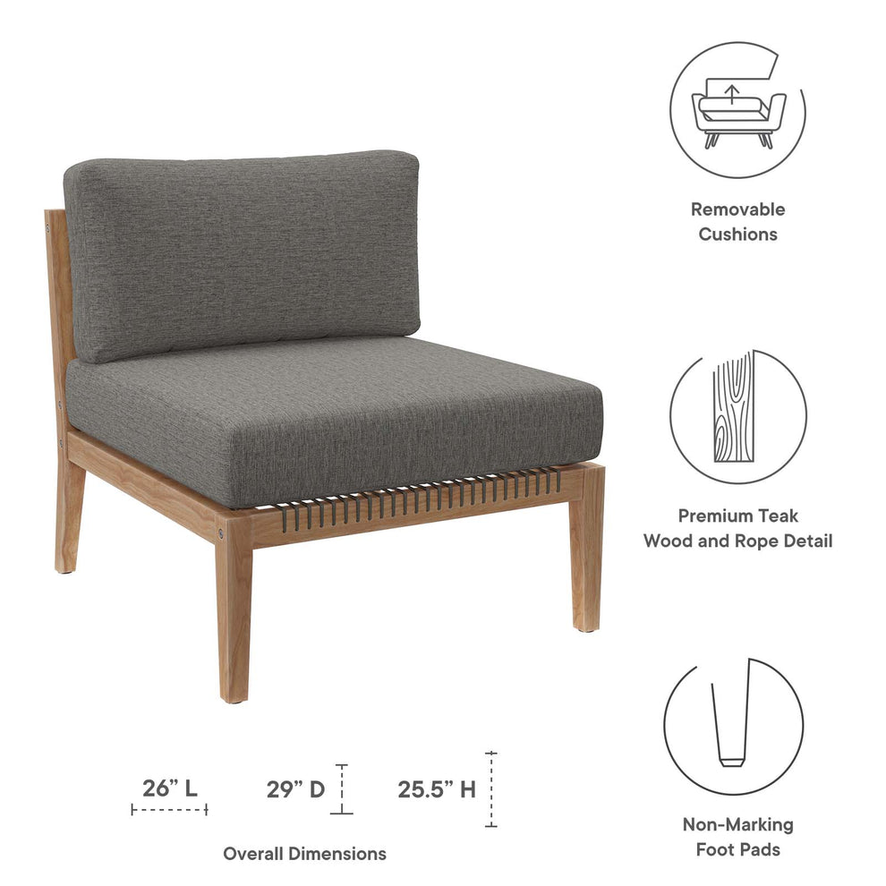 Clearwater Outdoor Patio Teak Wood Armless Chair By Modway - EEI-5856 | Outdoor Chairs | Modishstore - 6