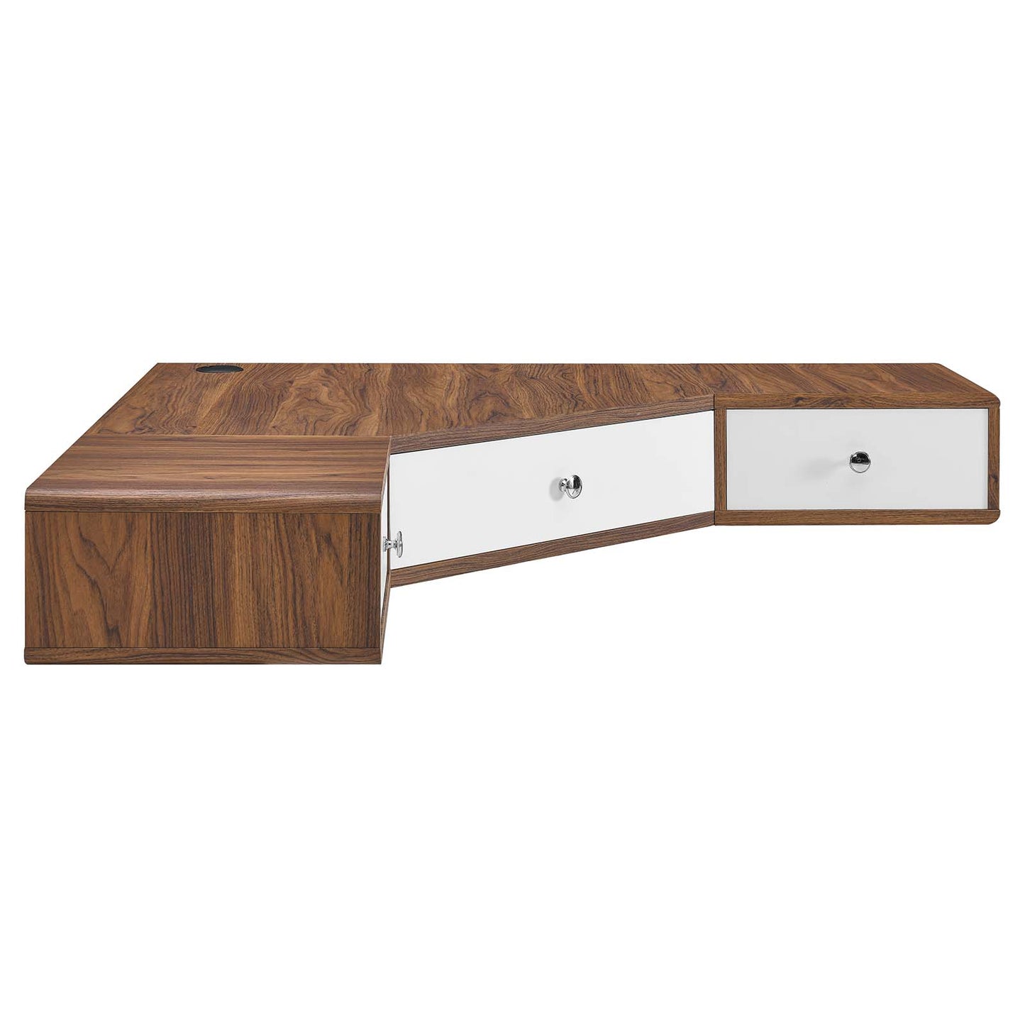 Transmit 47" Wall Mount Corner Walnut Office Desk By Modway - EEI-5862 | Desks | Modishstore - 2