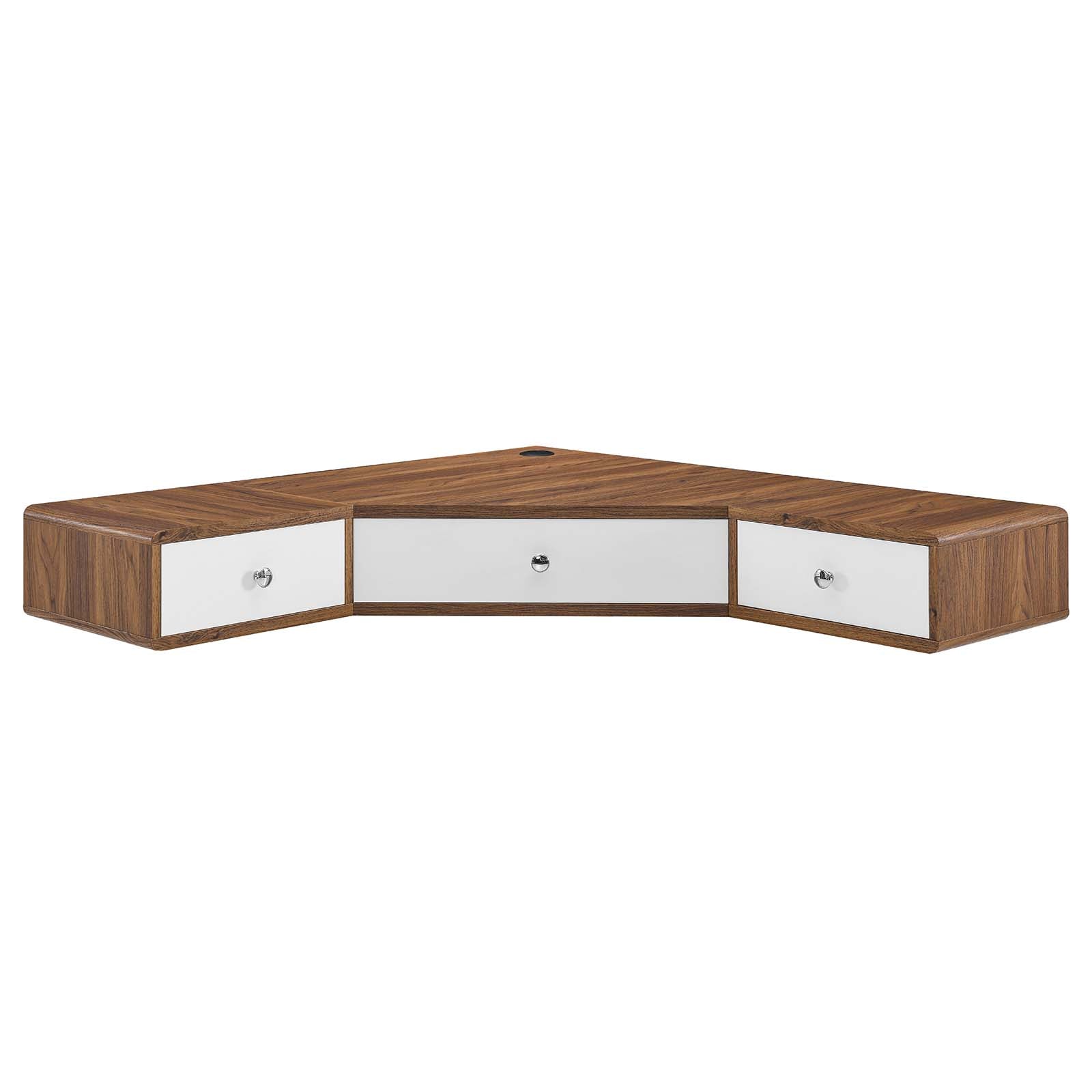 Transmit 47" Wall Mount Corner Walnut Office Desk By Modway - EEI-5862 | Desks | Modishstore - 3